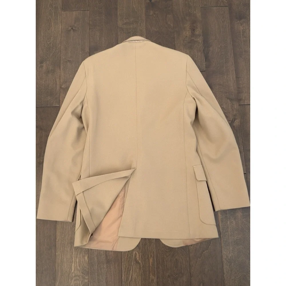 Vintage Haggar Blazer Jacket Mens Size‎ 40L Beige USA Made Gold Buttons 2-Button